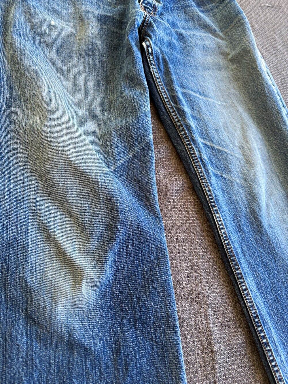 Arizona Original Loose Straight Denim Jeans Medium Wash Thrashed Distressed